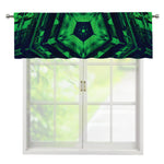 Dark Green Kaleidoscope Print Window Valance