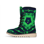 Dark Green Kaleidoscope Print Winter Boots
