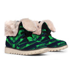 Dark Green Kaleidoscope Print Winter Boots