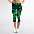 Dark Green Kaleidoscope Print Women's Capri Leggings