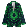 Dark Green Kaleidoscope Print Women's Cotton Blazer