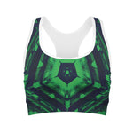 Dark Green Kaleidoscope Print Women's Sports Bra
