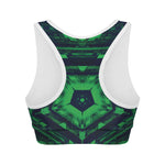 Dark Green Kaleidoscope Print Women's Sports Bra
