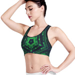 Dark Green Kaleidoscope Print Women's Sports Bra