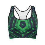 Dark Green Kaleidoscope Print Women's Sports Bra