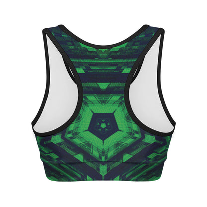 Dark Green Kaleidoscope Print Women's Sports Bra