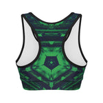 Dark Green Kaleidoscope Print Women's Sports Bra