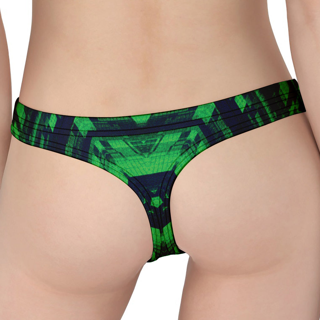 Dark Green Kaleidoscope Print Women's Thong