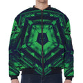 Dark Green Kaleidoscope Print Zip Sleeve Bomber Jacket