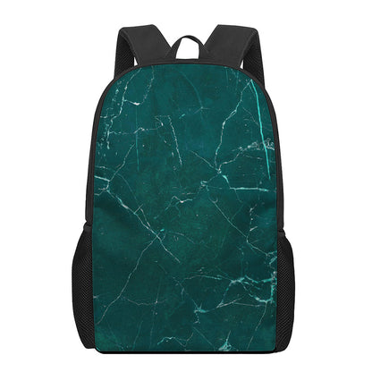 Dark Green Marble Print 17 Inch Backpack