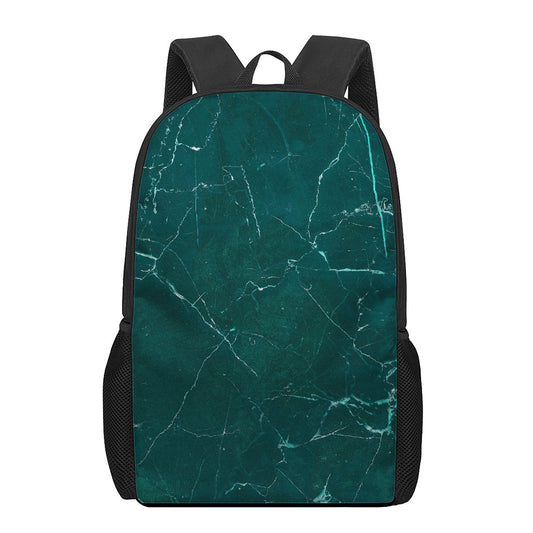 Dark Green Marble Print 17 Inch Backpack