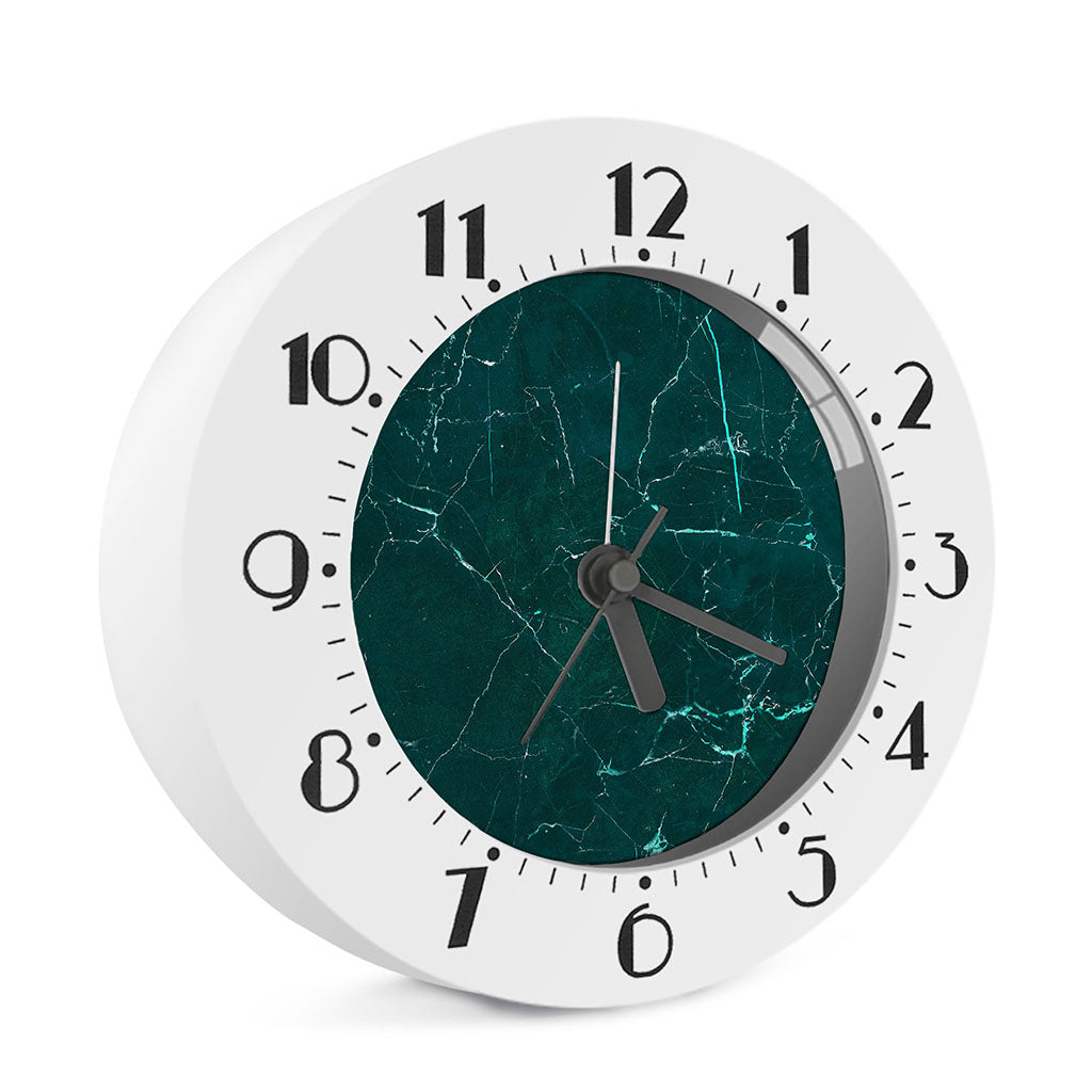 Dark Green Marble Print Alarm Clock