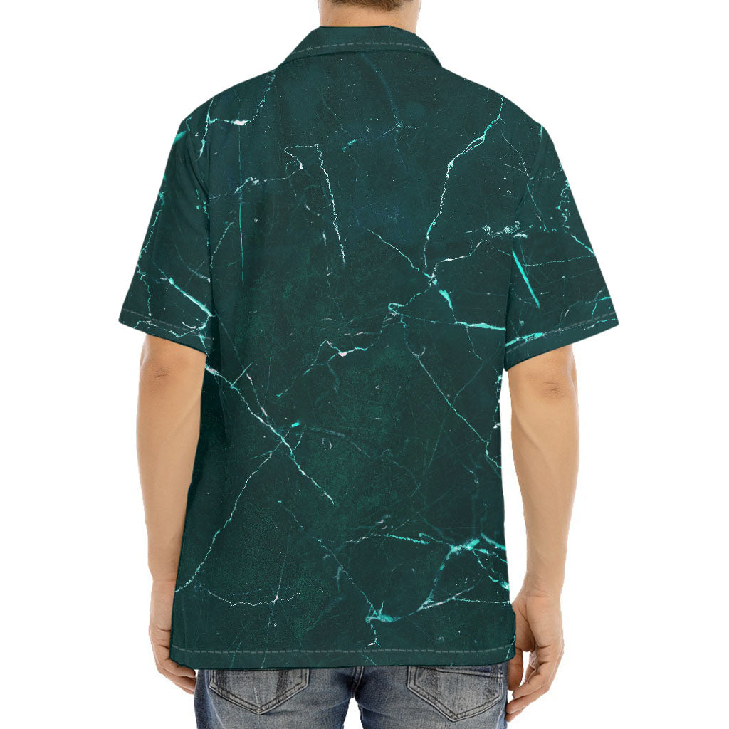 Dark Green Marble Print Aloha Shirt