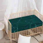 Dark Green Marble Print Baby Crib Sheet