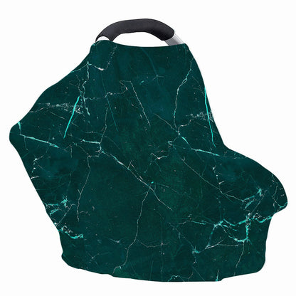 Dark Green Marble Print Baby Seat Cover