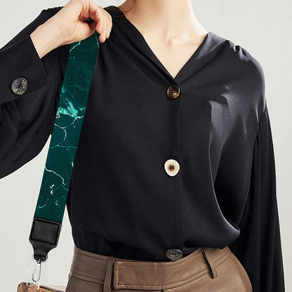Dark Green Marble Print Bag Strap