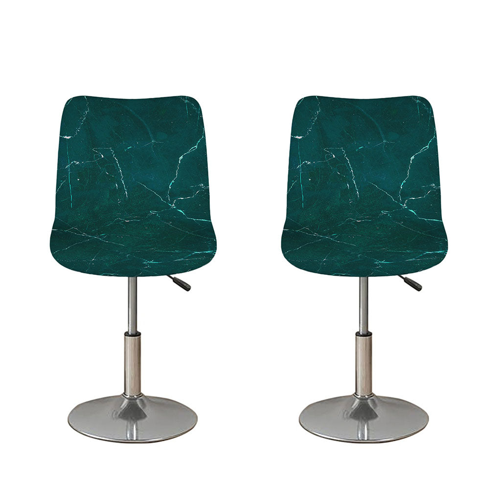 Dark Green Marble Print Bar Stool Covers