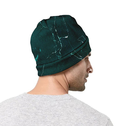 Dark Green Marble Print Beanie