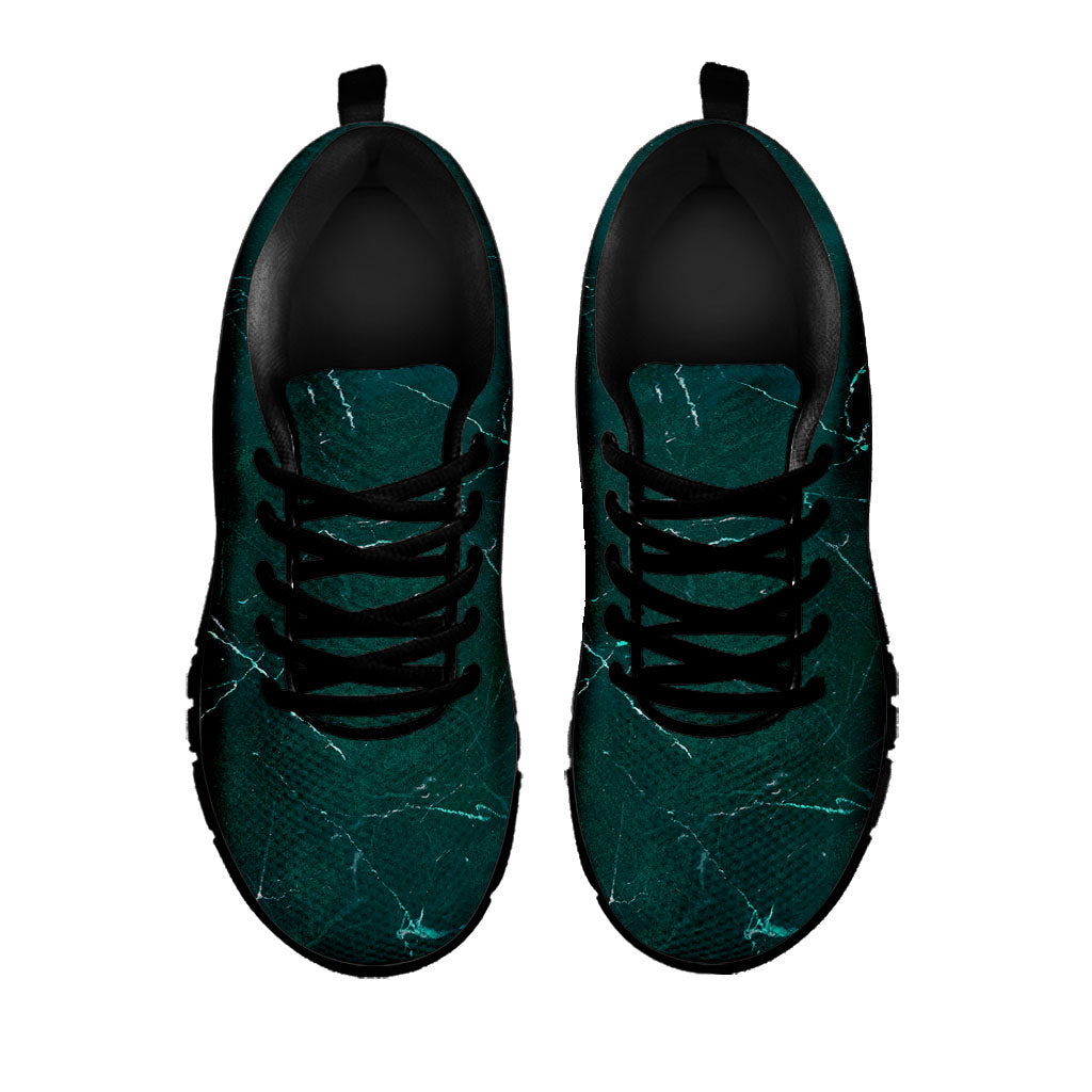 Dark Green Marble Print Black Running Shoes
