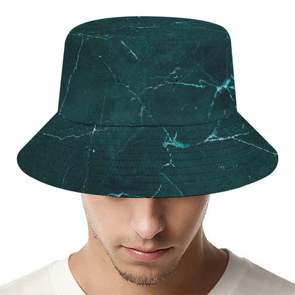 Dark Green Marble Print Bucket Hat