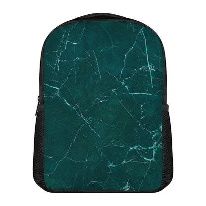 Dark Green Marble Print Casual Backpack