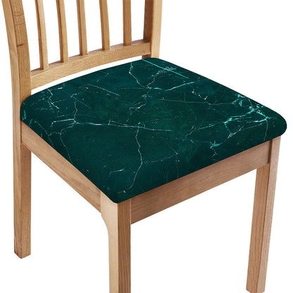 Dark Green Marble Print Chair Cushion Cover