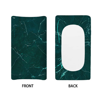 Dark Green Marble Print Changing Pad Cover