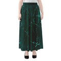 Dark Green Marble Print Chiffon Maxi Skirt