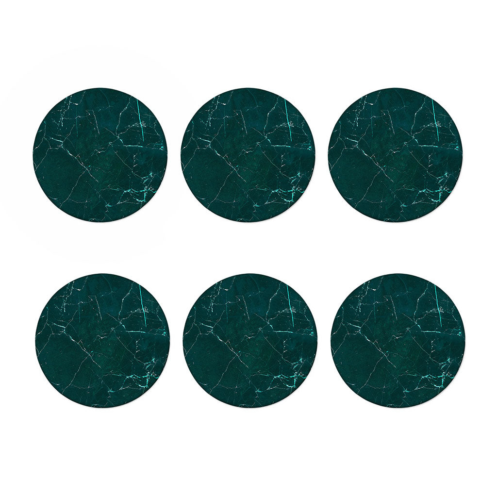 Dark Green Marble Print Coaster Set