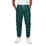 Dark Green Marble Print Cotton Pants