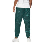 Dark Green Marble Print Cotton Pants