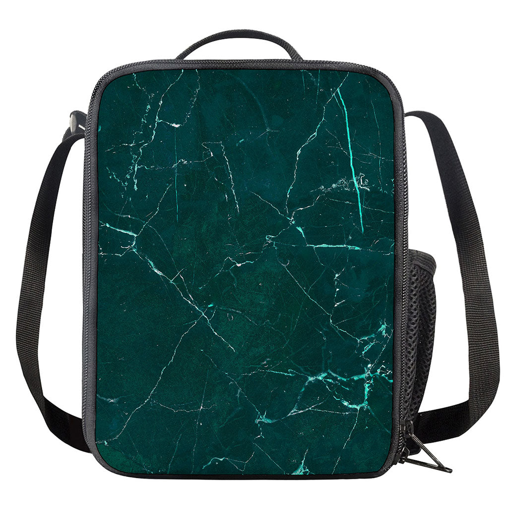 Dark Green Marble Print Crossbody Lunch Bag