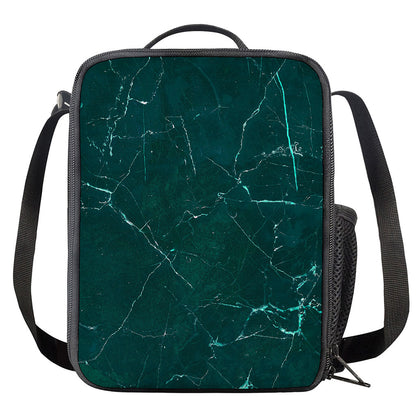 Dark Green Marble Print Crossbody Lunch Bag