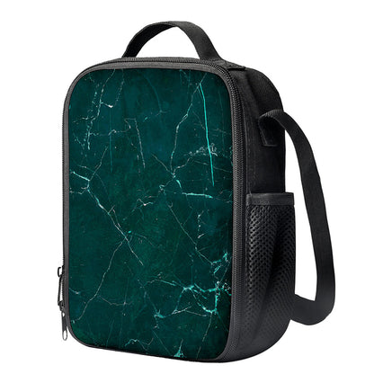 Dark Green Marble Print Crossbody Lunch Bag