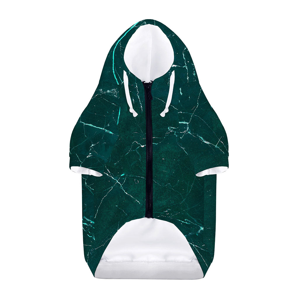 Dark Green Marble Print Dog Zip Up Hoodie