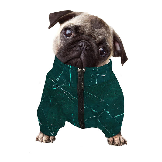 Dark Green Marble Print Dog Zip Up Jacket