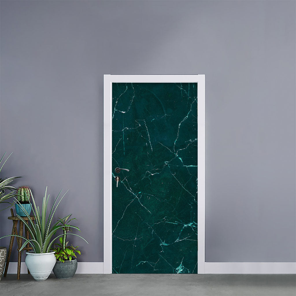 Dark Green Marble Print Door Sticker