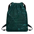 Dark Green Marble Print Drawstring Backpack