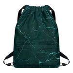 Dark Green Marble Print Drawstring Backpack