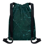 Dark Green Marble Print Drawstring Backpack