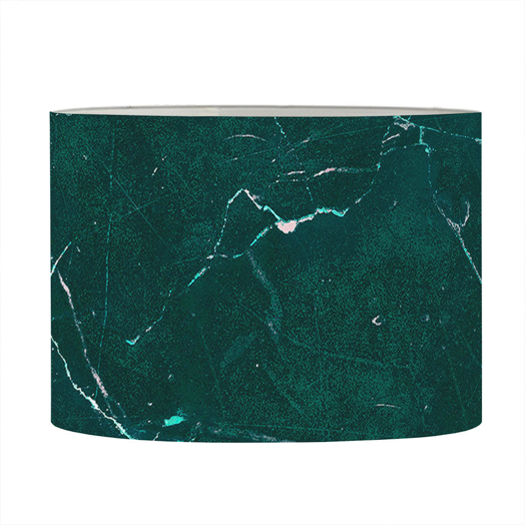 Dark Green Marble Print Drum Lamp Shade