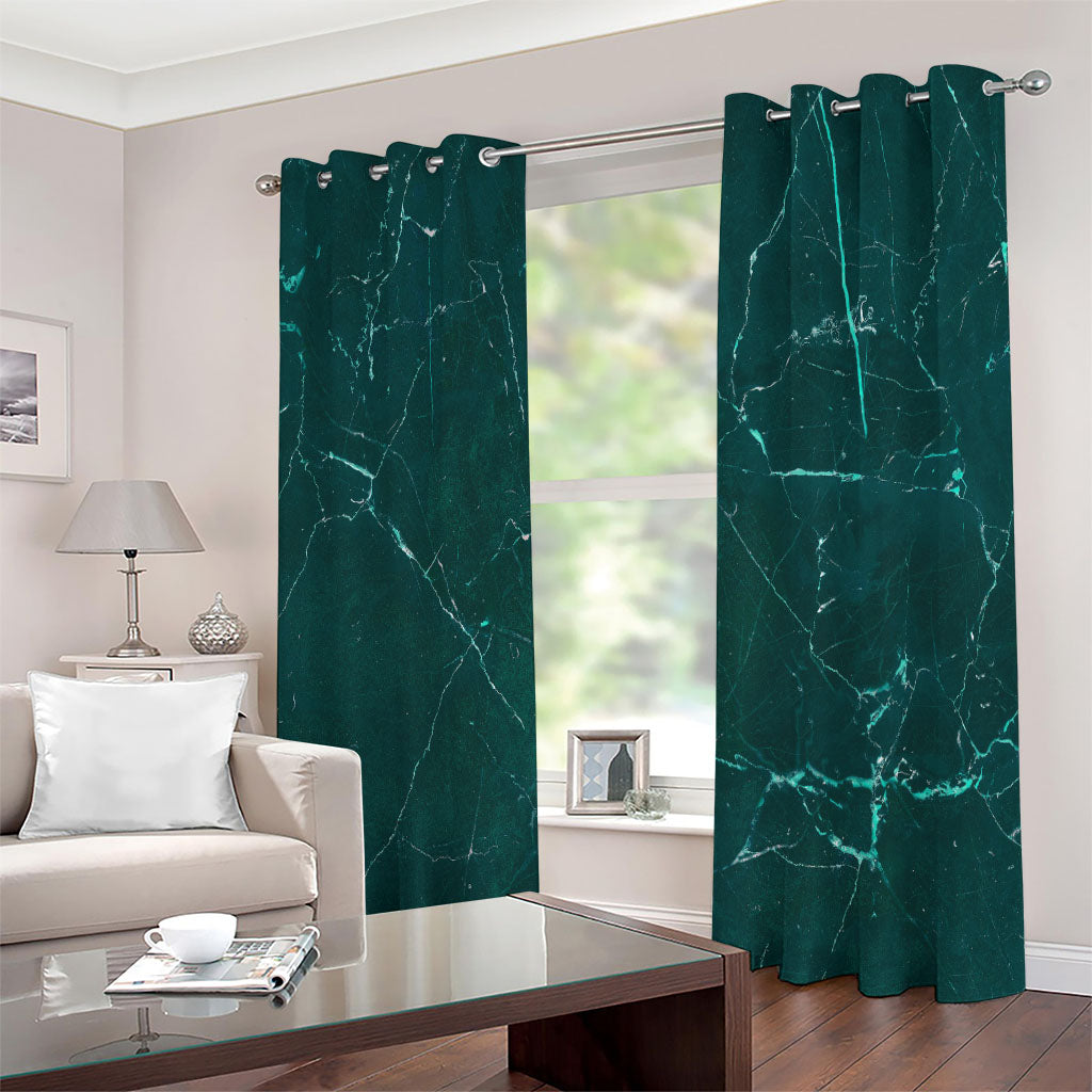 Dark Green Marble Print Extra Wide Grommet Curtains