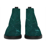 Dark Green Marble Print Flat Ankle Boots