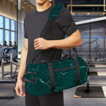 Dark Green Marble Print Gym Bag