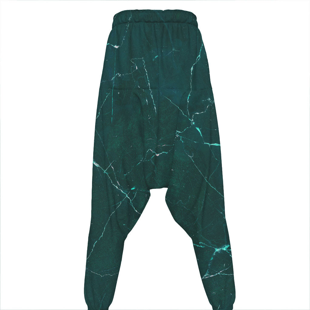 Dark Green Marble Print Hammer Pants