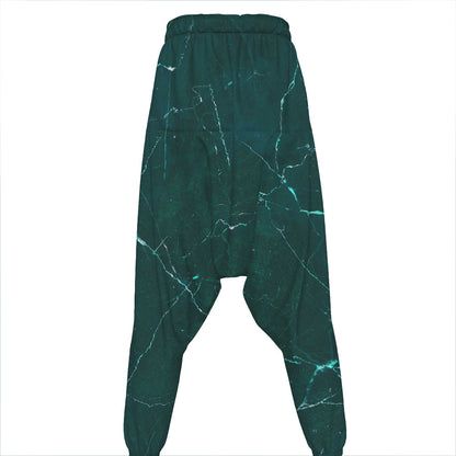 Dark Green Marble Print Hammer Pants
