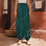 Dark Green Marble Print Harem Pants