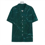 Dark Green Marble Print Hawaiian Shirt
