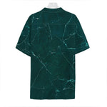Dark Green Marble Print Hawaiian Shirt