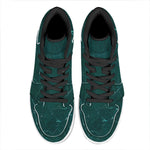 Dark Green Marble Print High Top Leather Sneakers